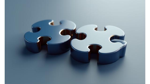Image conceptuelle montrant deux puzzles s'emboîtant parfaitement, représentant une fusion ou acquisition réussie par le cabinet.