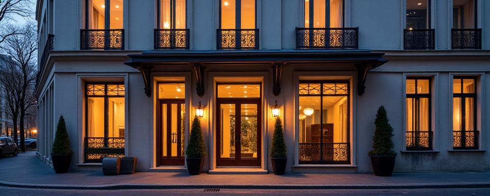 Photo de l'extérieur du cabinet Nuit Claire Droit au coucher du soleil à Paris.